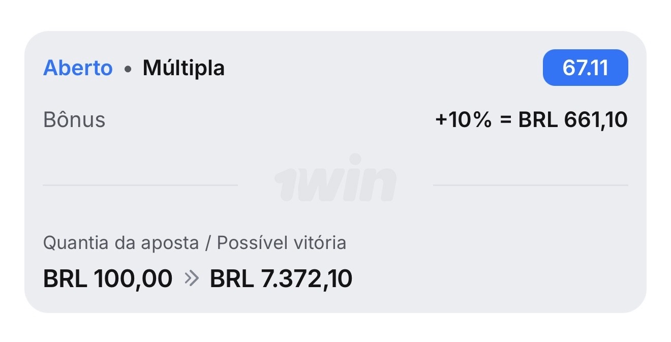 Print de aposta múltipla em aberto com possível vitória