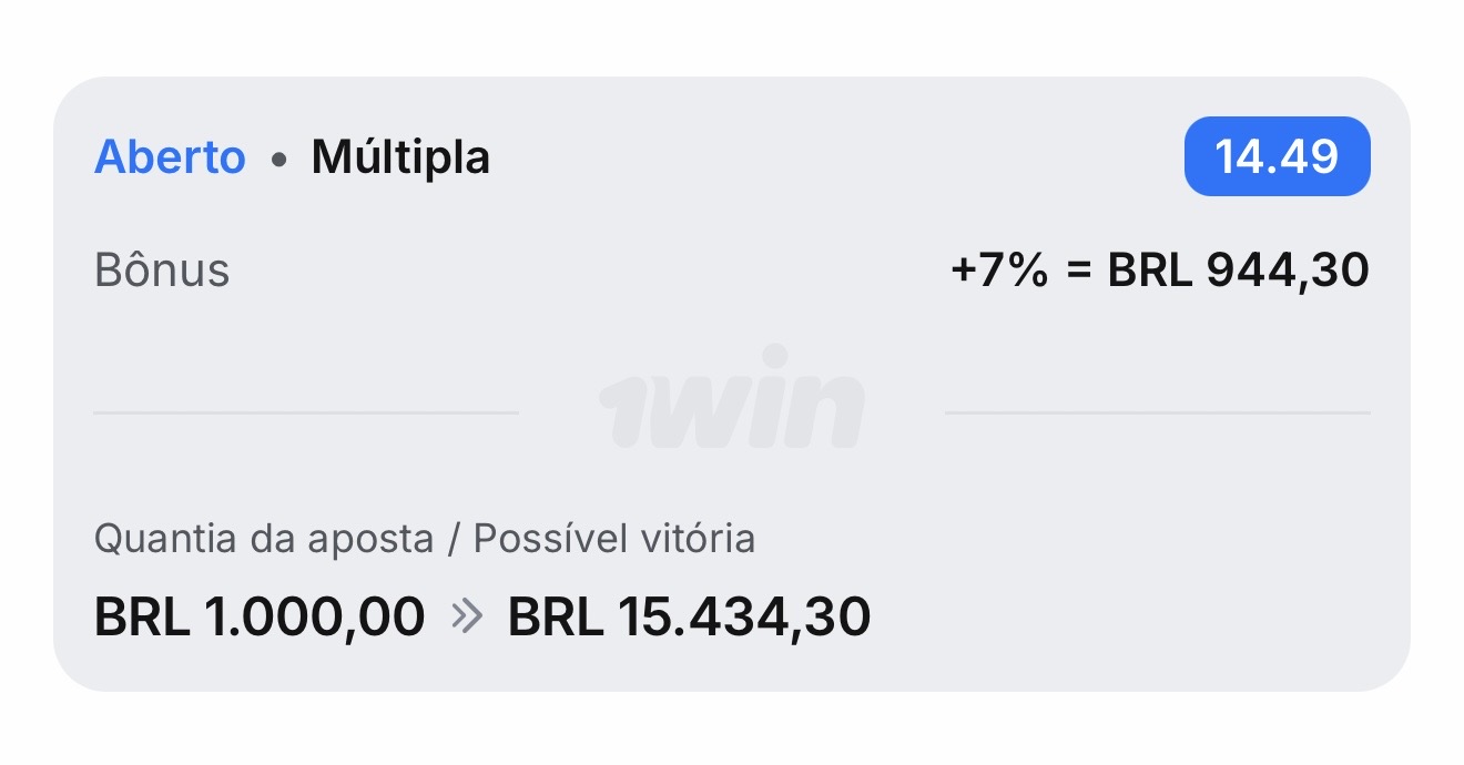 Print de aposta múltipla em aberto com possível vitória